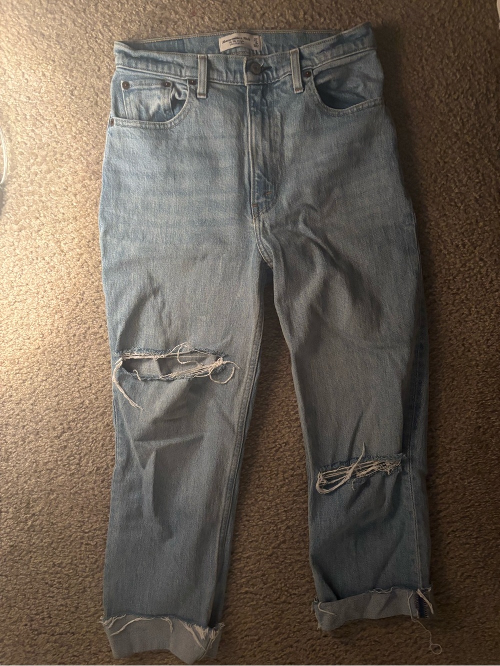 Abercrombie & Fitch Light Blue Distressed Boyfriend Jeans